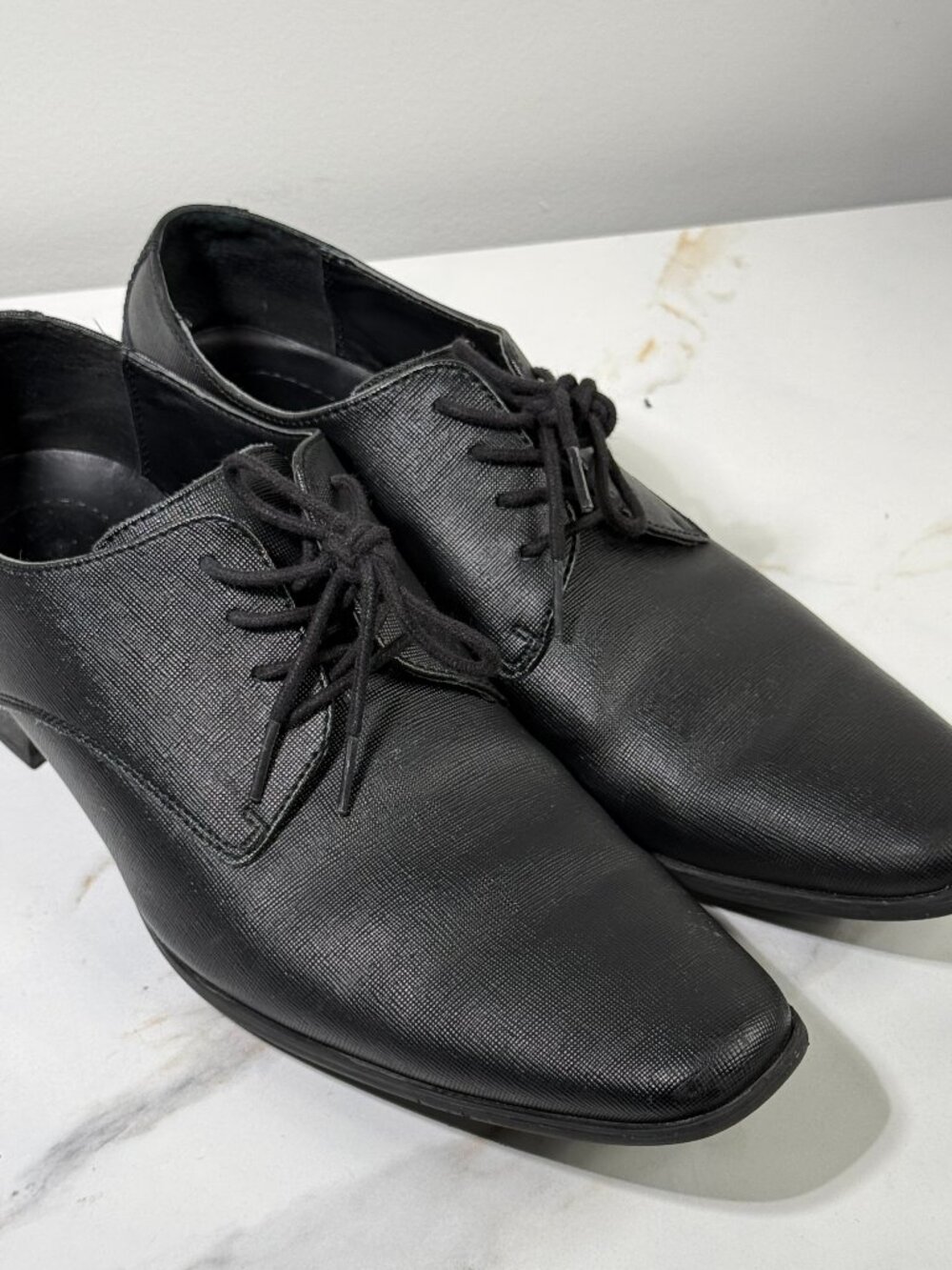 Calvin Klein Mens Brodie Black Leather Lace-Up Oxford Dress Shoes Size 10.5